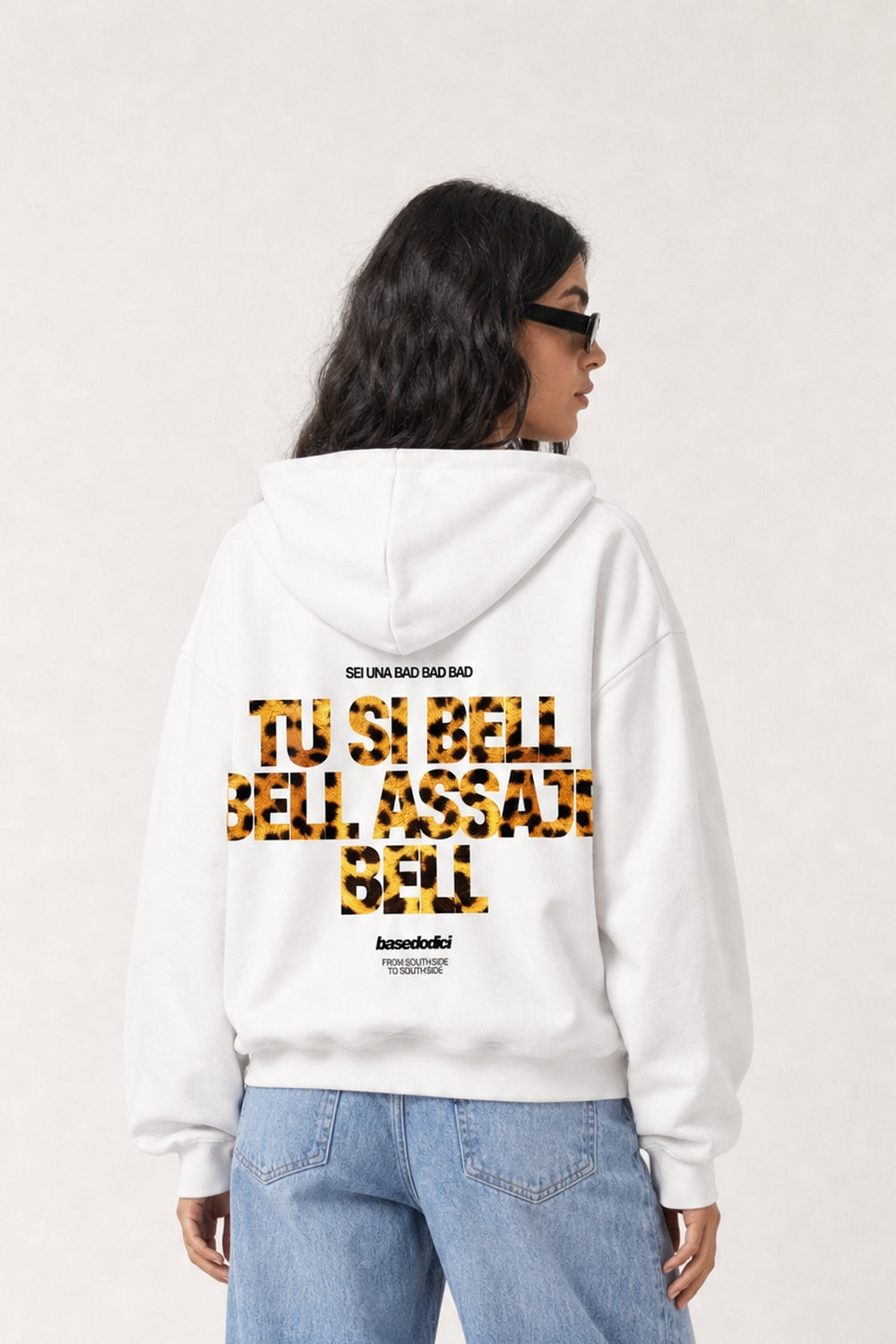 Hoodie "VIRAL EDIT" TU SI BELL BELL White/Animalier