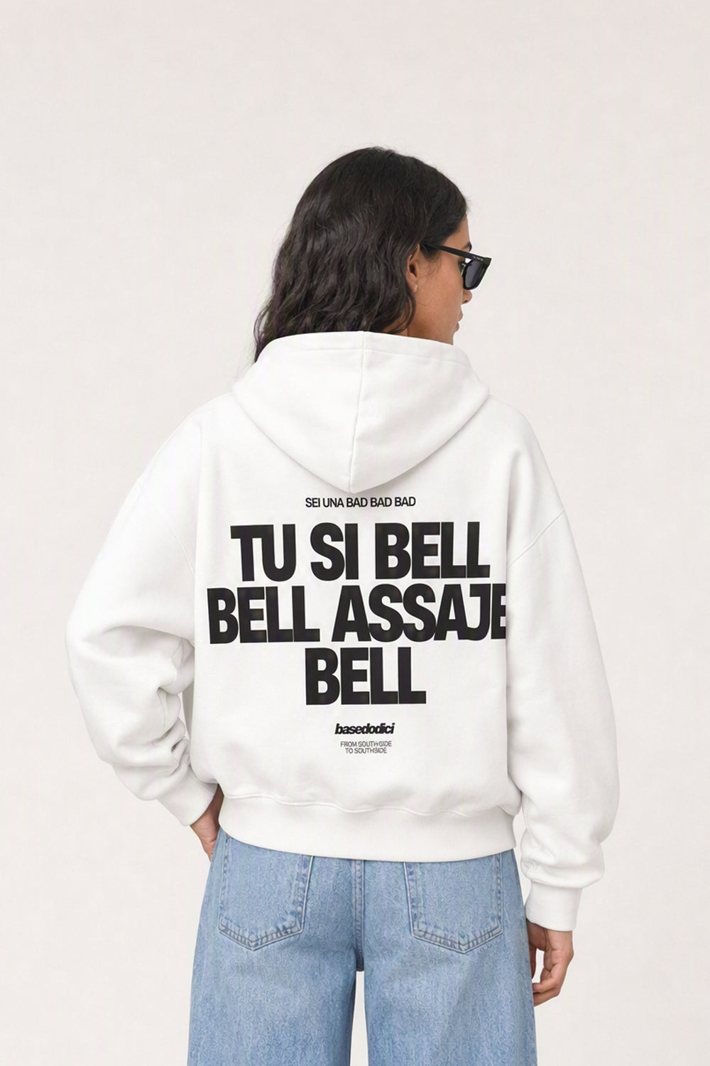 Hoodie "VIRAL EDIT" TU SI BELL BELL White/Black