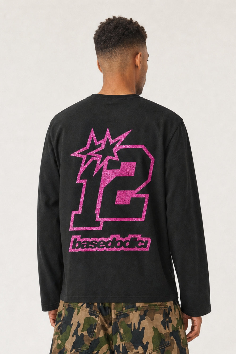 Longsleeve "4PLAYERS" BackLogo 12 Black/GlitterPink
