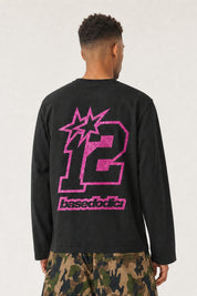 Longsleeve "4PLAYERS" BackLogo 12 Black/GlitterPink