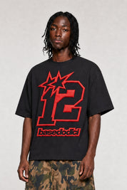 T-Shirt "4PLAYERS" FrontLogo 12 Black/RedPuffy