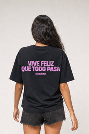 T-Shirt "COPY&PASTE" ViveFeliz Black/GlitterPink