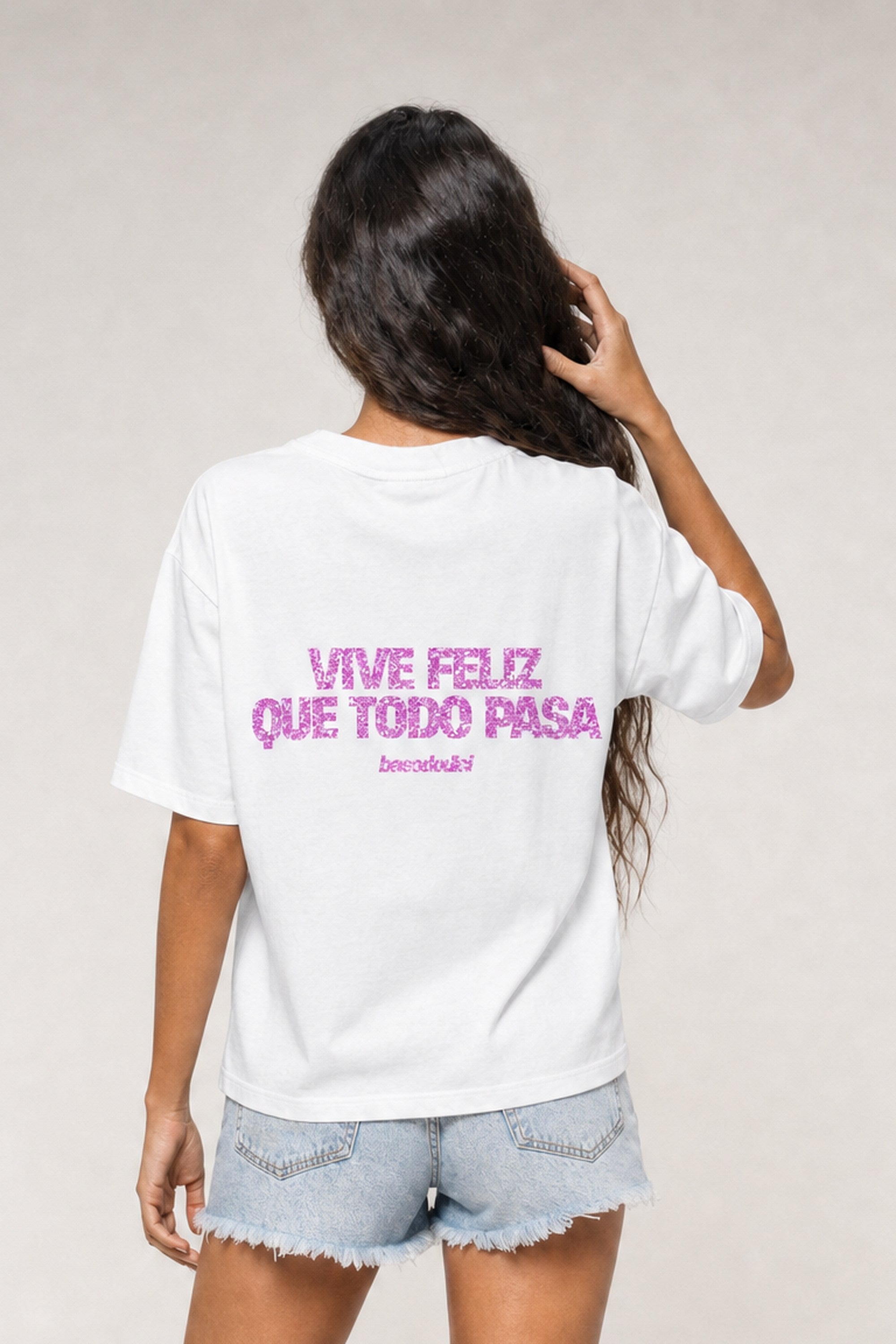 T-Shirt "COPY&PASTE" ViveFeliz White/GlitterPink