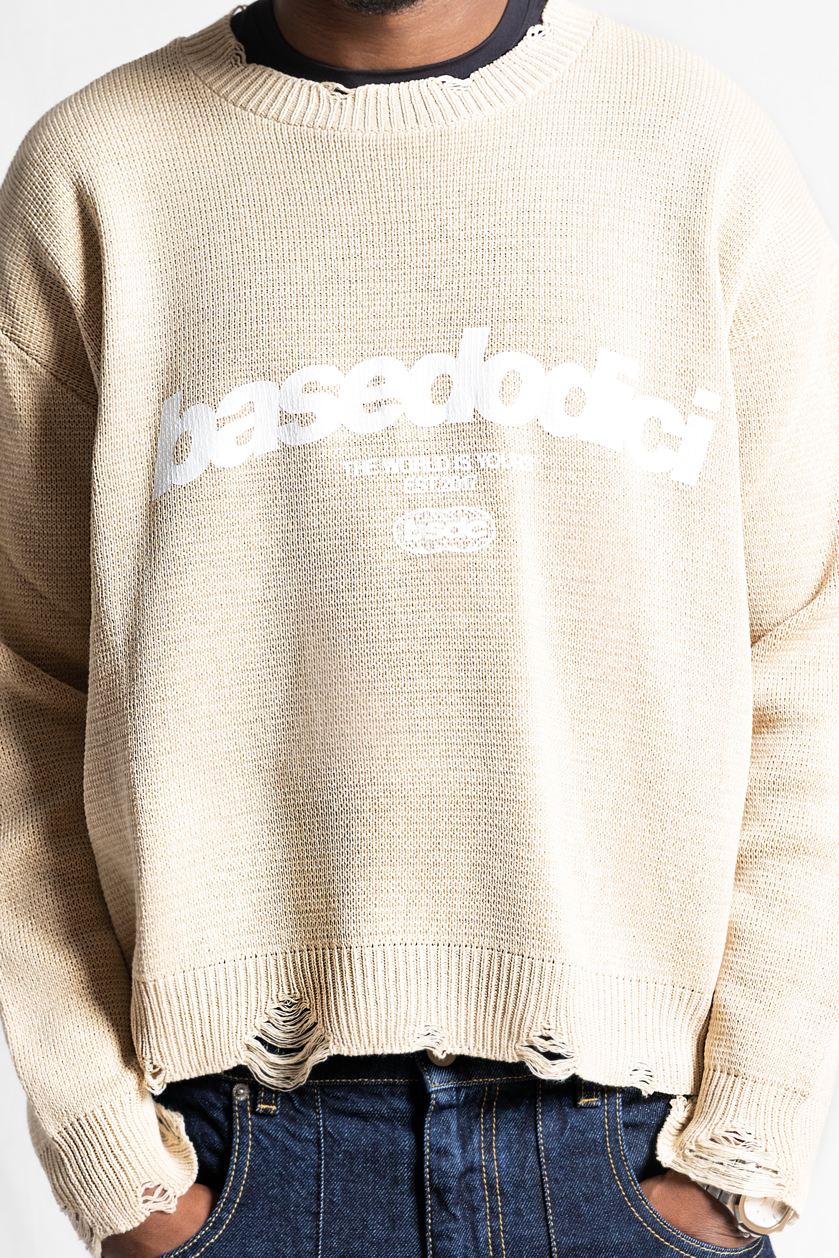 "RUDEBOY LDN" Knitwear Front Logo Cream