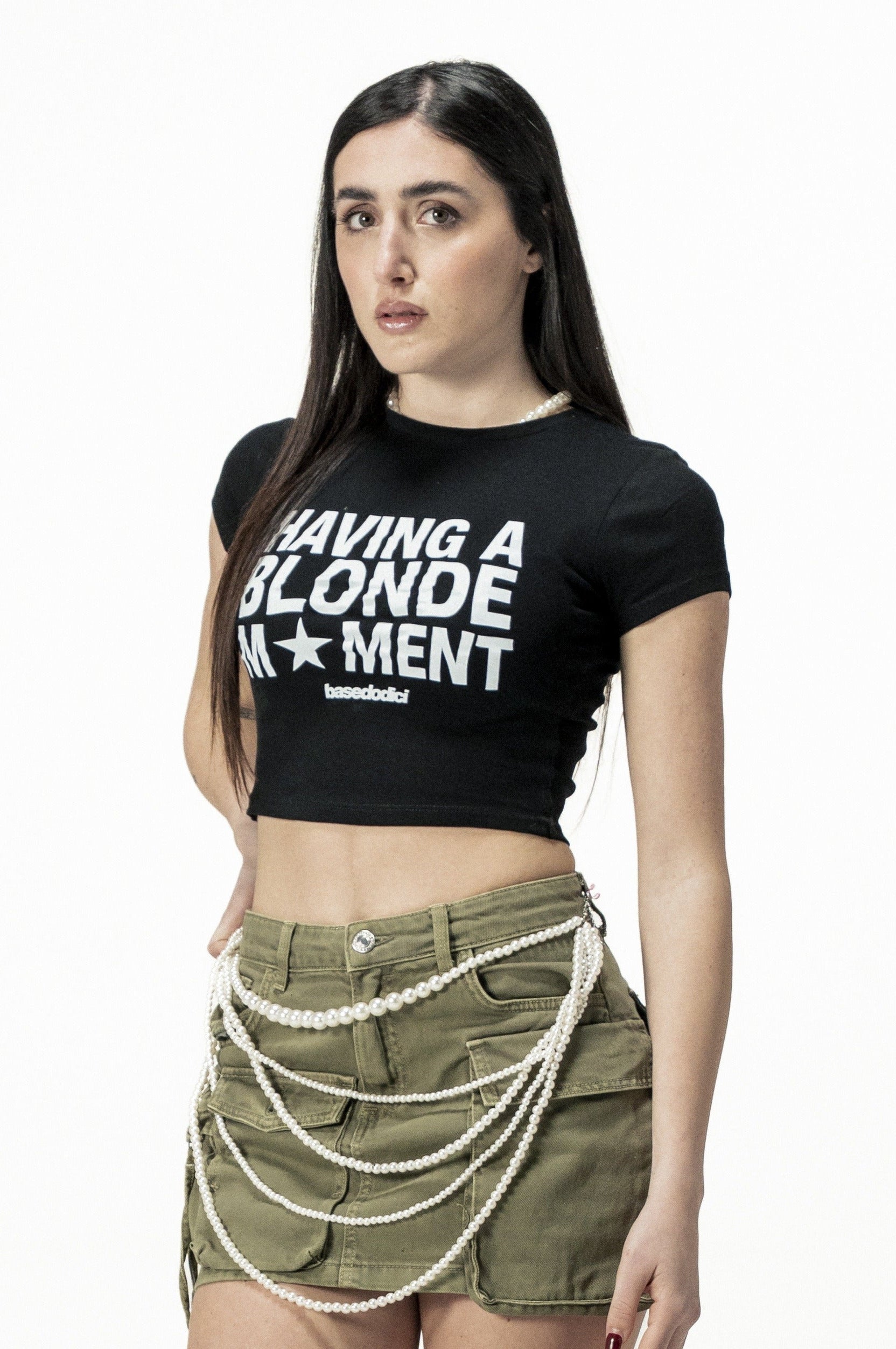 Baby Tee "SANTA" Blonde Black