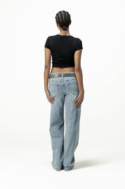 Baby Tee "SANTA" Hearts Black