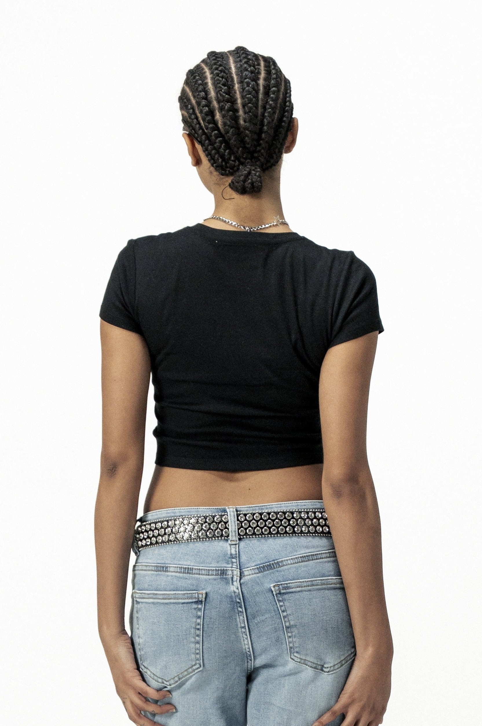 Baby Tee "SANTA" Hearts Black