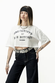 Crop Tee "SANTA" University White