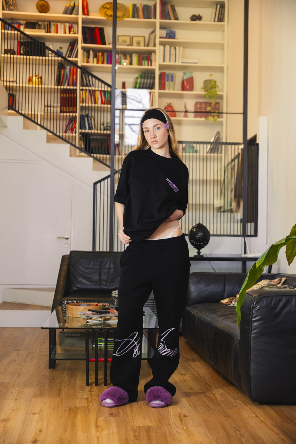 Fleece Pants "AMMO" CHI'T'SAP Black/ScriptPink