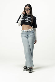 Crop Tee "SANTA" University Black