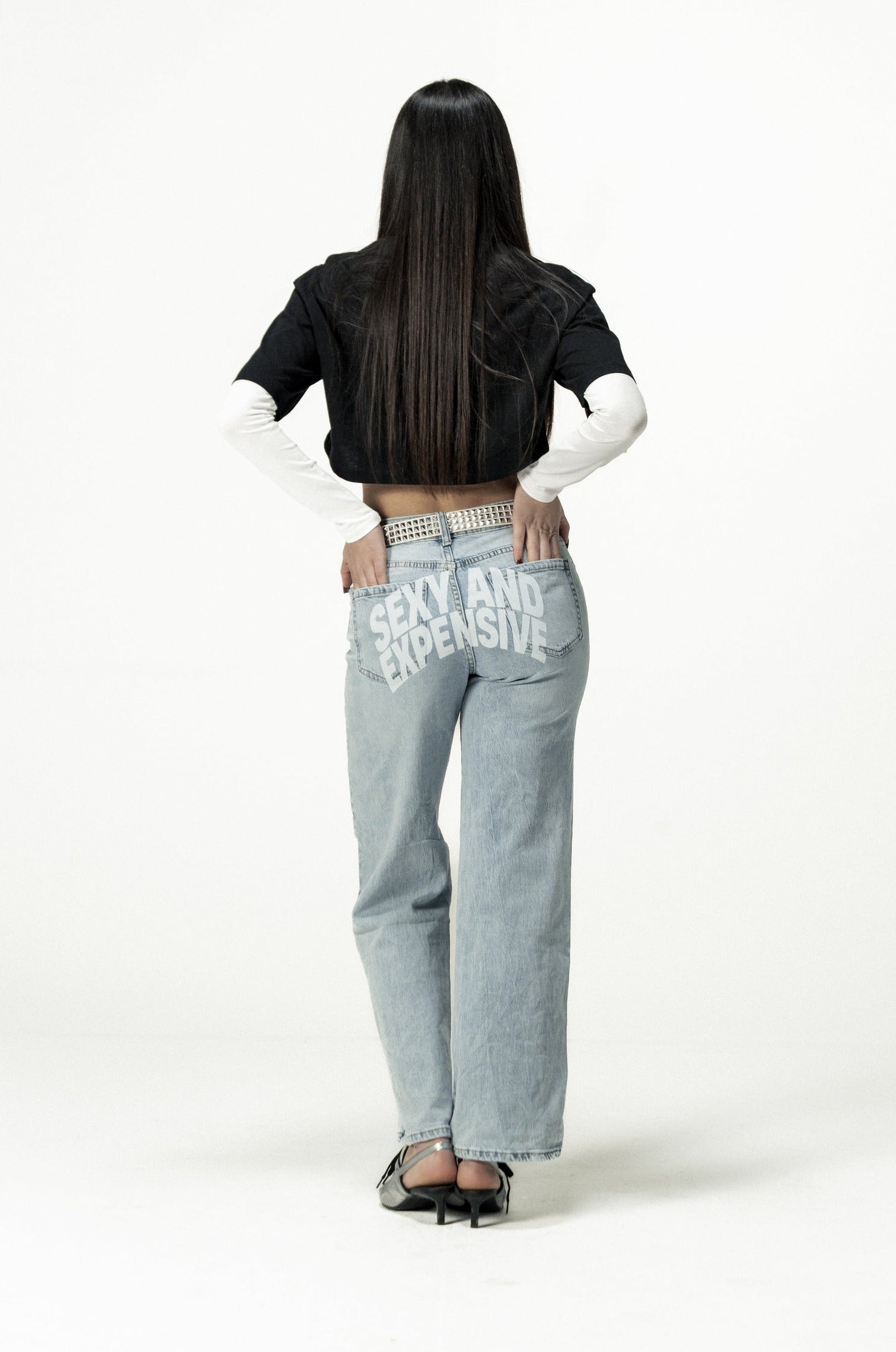 Crop Tee "SANTA" University Black