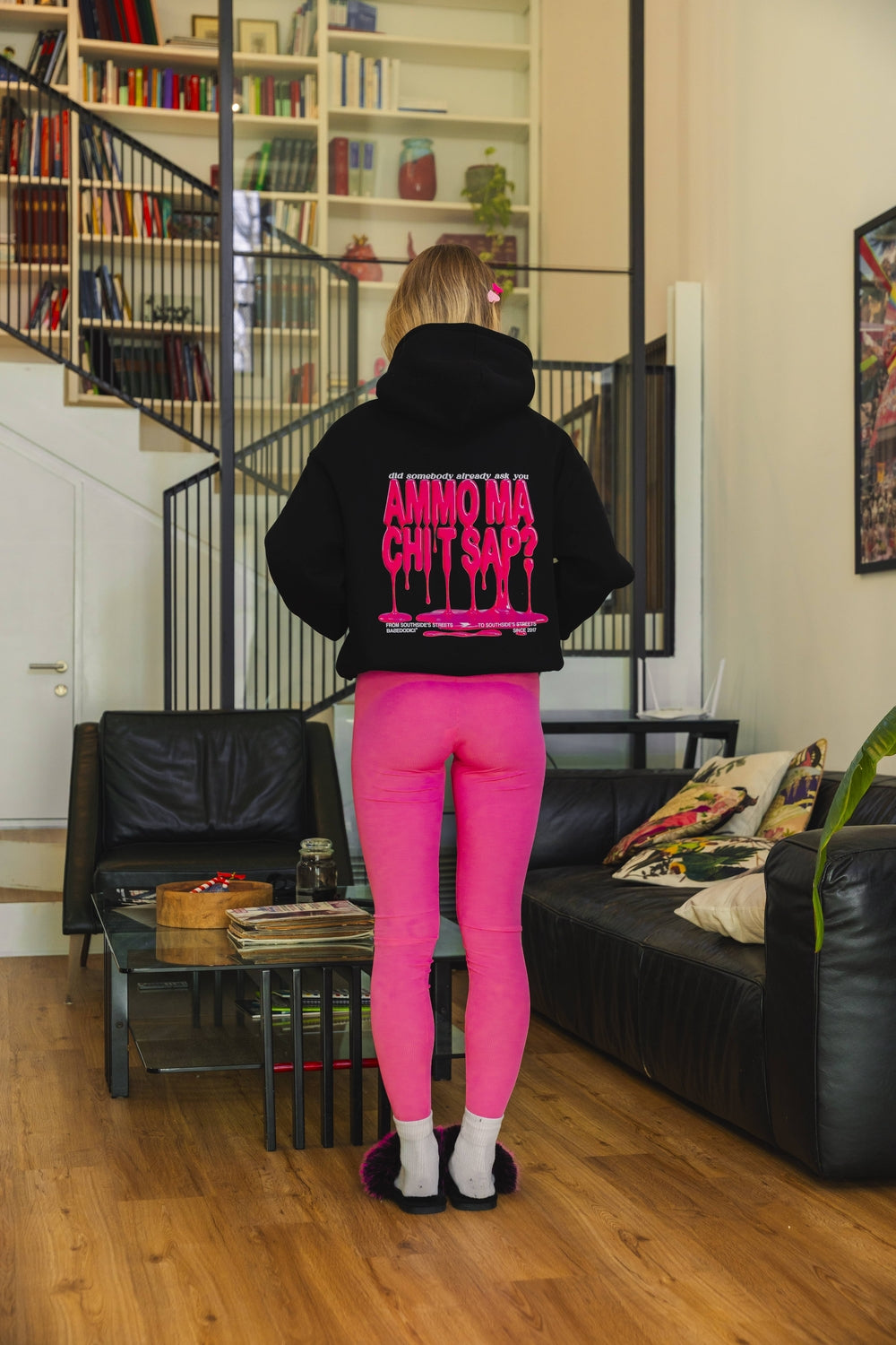Hoodie "AMMO" CHI'T'SAP Black/PaintPink