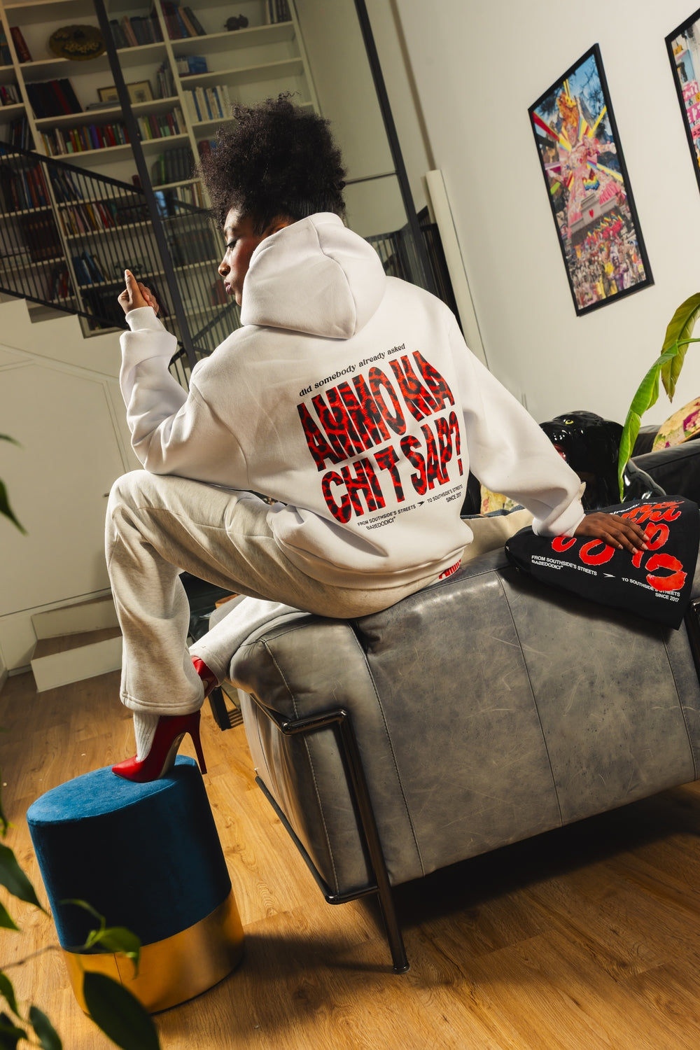 Hoodie "AMMO" CHI'T'SAP White/AnimalierRed