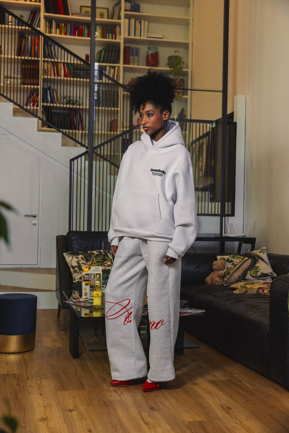 Fleece Pants "AMMO" CHI'T'SAP AshGrey/ScriptRed
