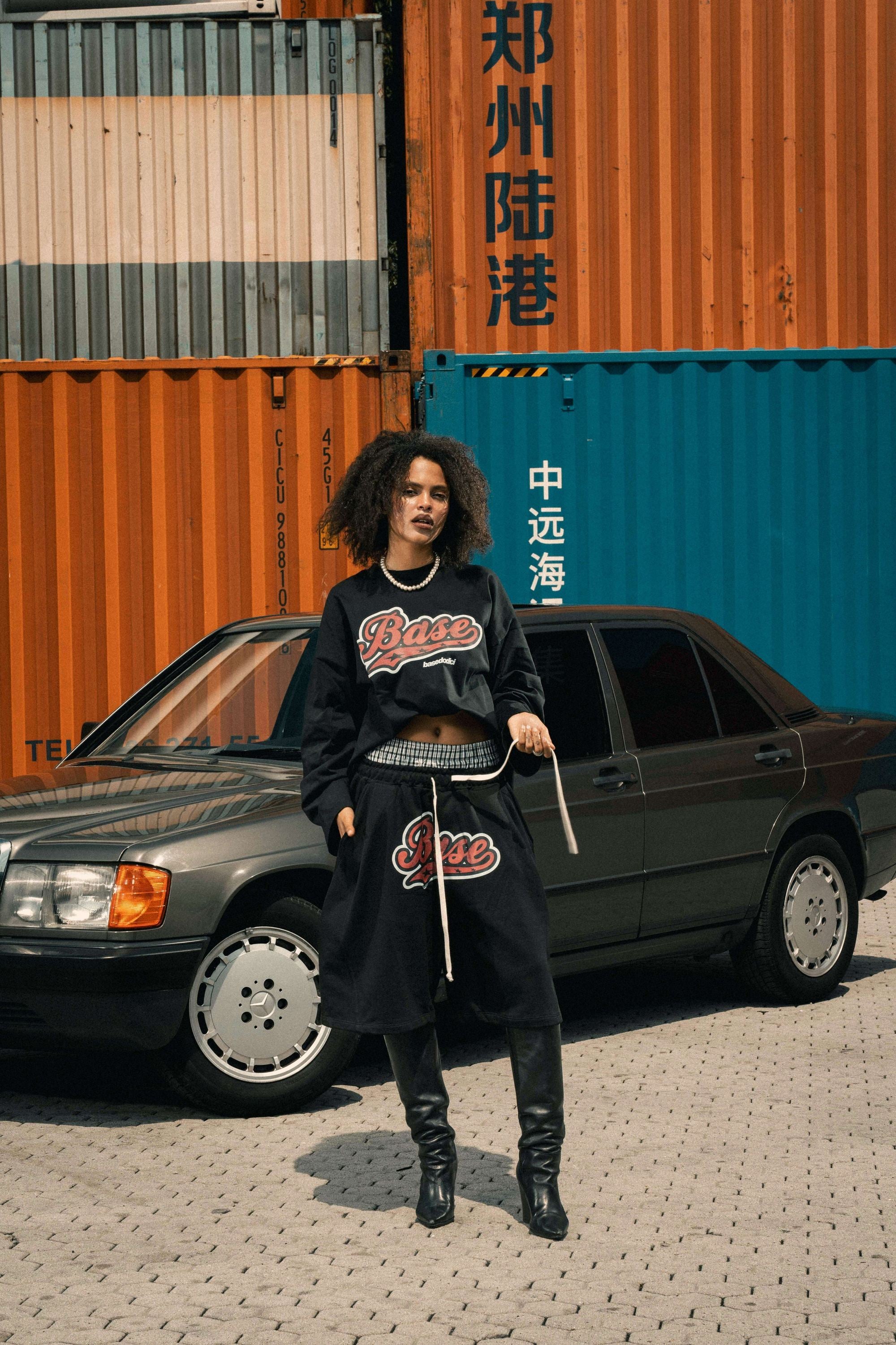 Fleece Jorts "LAST DELIVERY" DoubleLayer League Black