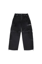 Double Denim Cargo Pants “DE LA RUE À LA RUE” Black