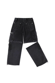 Double Denim Cargo Pants “HOOLIGAN” Black 