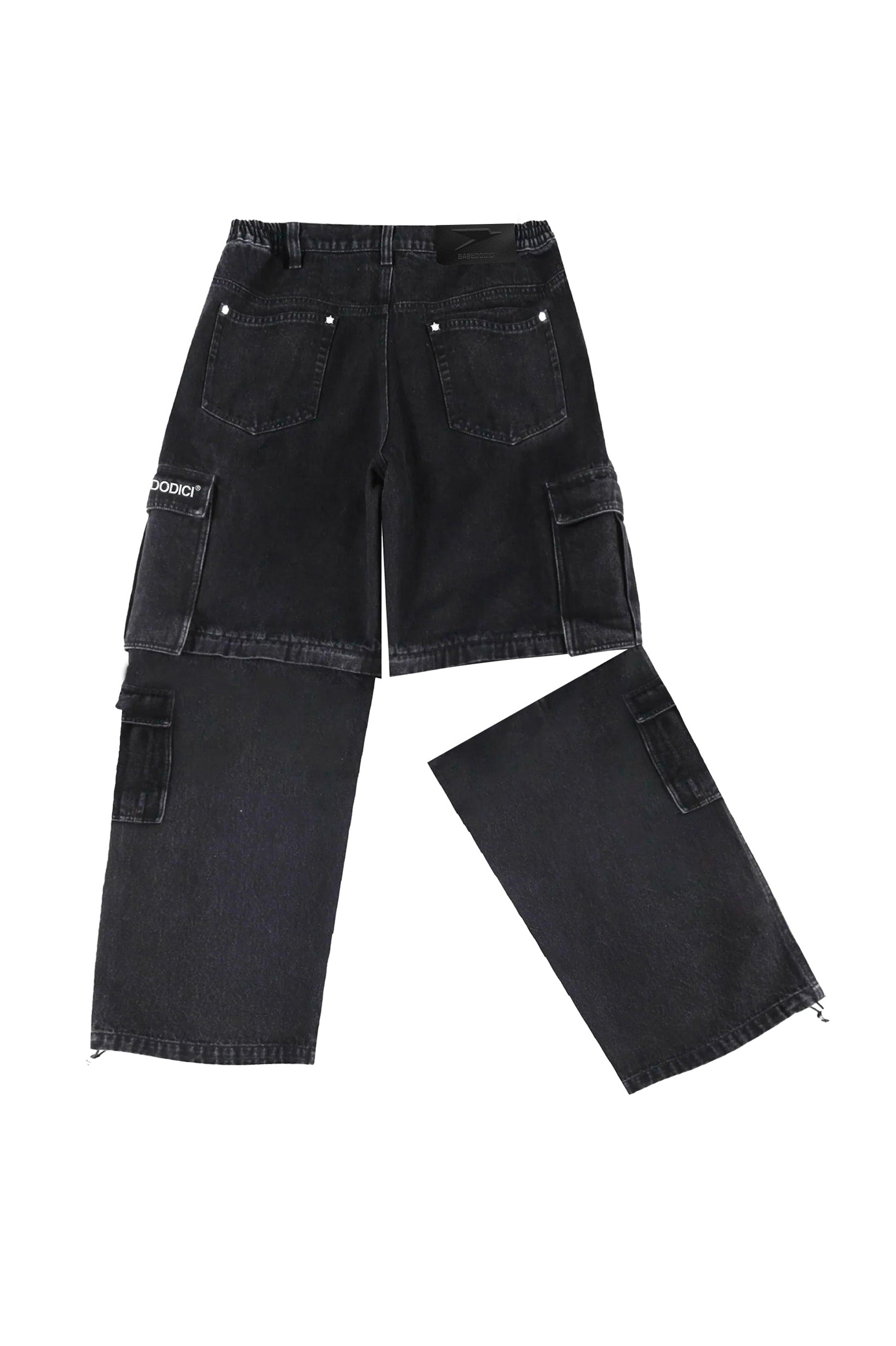 Double Denim Cargo Pants “DE LA RUE À LA RUE” Black