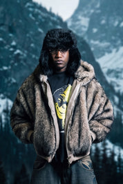 Faux Fur Jacket "DIRTY XMAS" Grey