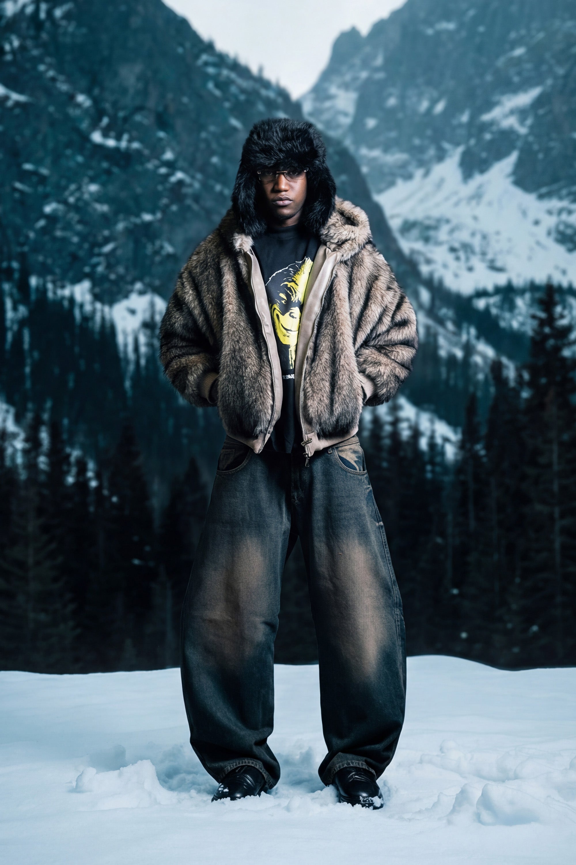 Faux Fur Jacket "DIRTY XMAS" Grey