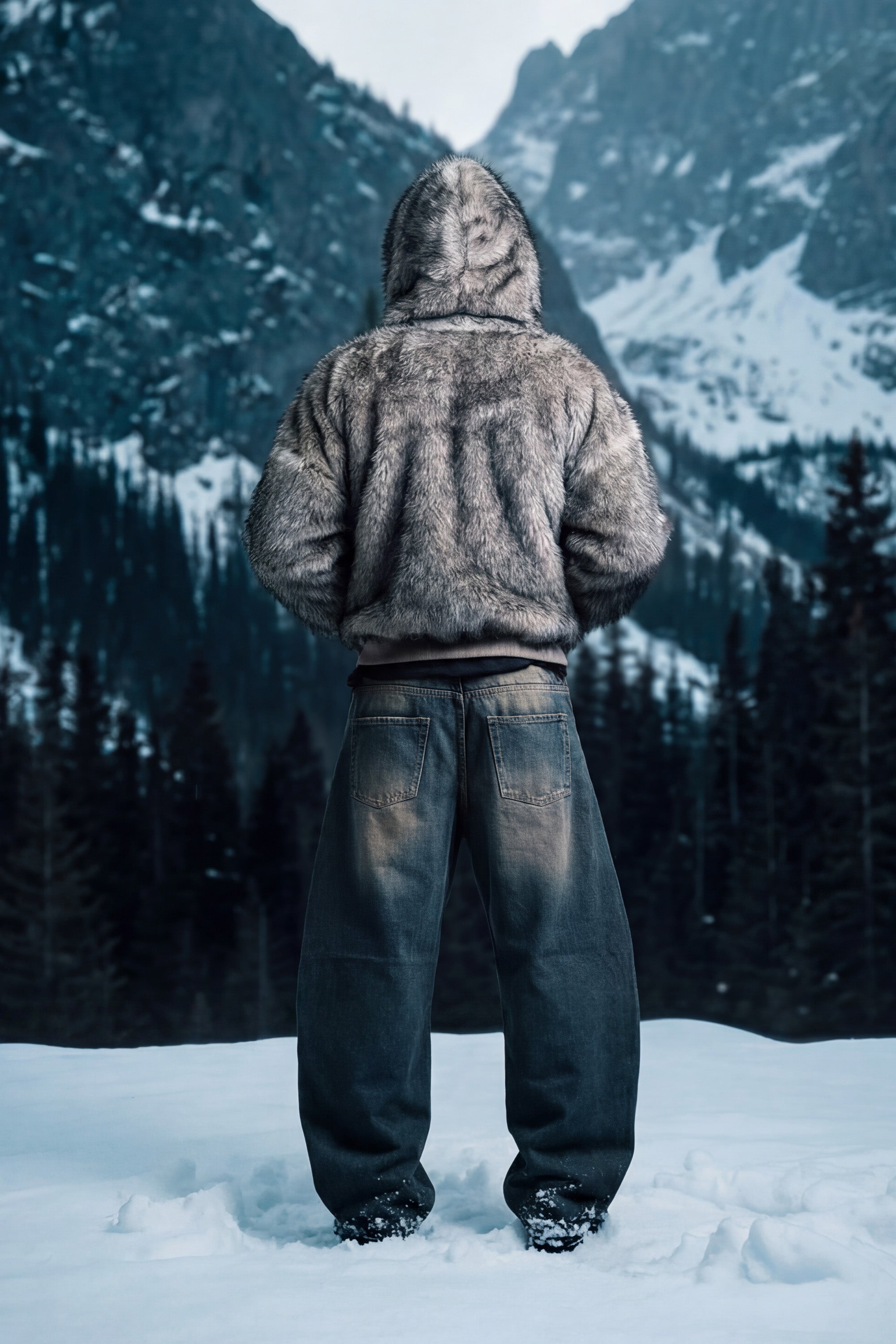 Faux Fur Jacket "DIRTY XMAS" Grey