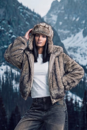 Faux Fur Jacket "DIRTY XMAS" Grey