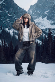 Faux Fur Jacket "DIRTY XMAS" Grey