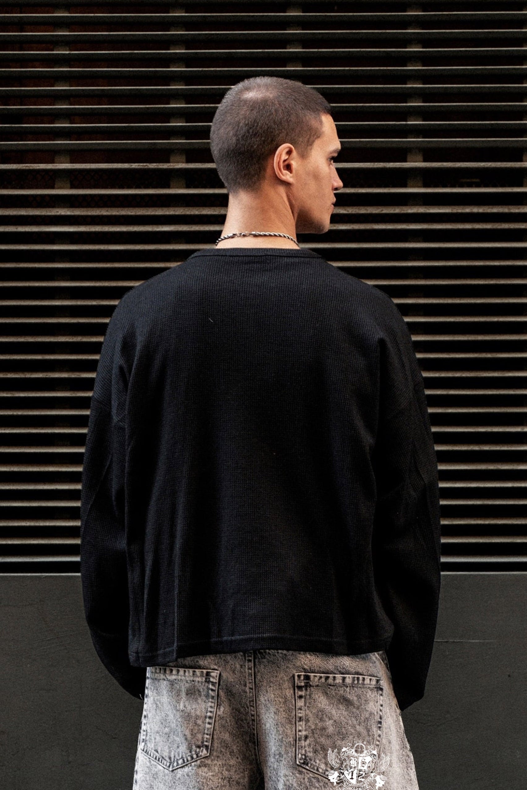 Waffle Longsleeve "BROKENNESS" Circolo Black