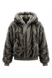 Faux Fur Jacket "DIRTY XMAS" Grey