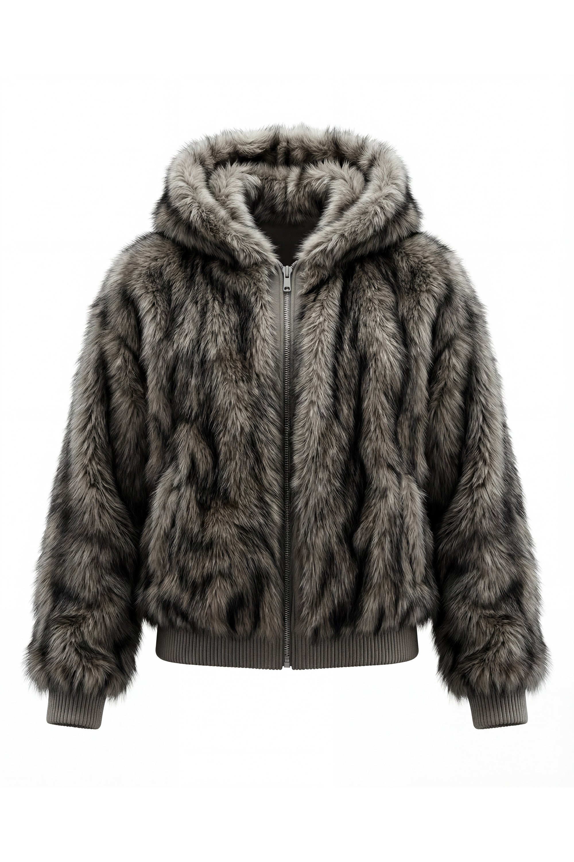 Faux Fur Jacket "DIRTY XMAS" Grey