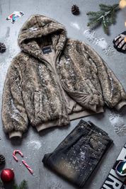 Faux Fur Jacket "DIRTY XMAS" Grey