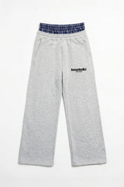 Fleece Pants "VALENTINE" DoubleLayer AshGrey/CheckBlue