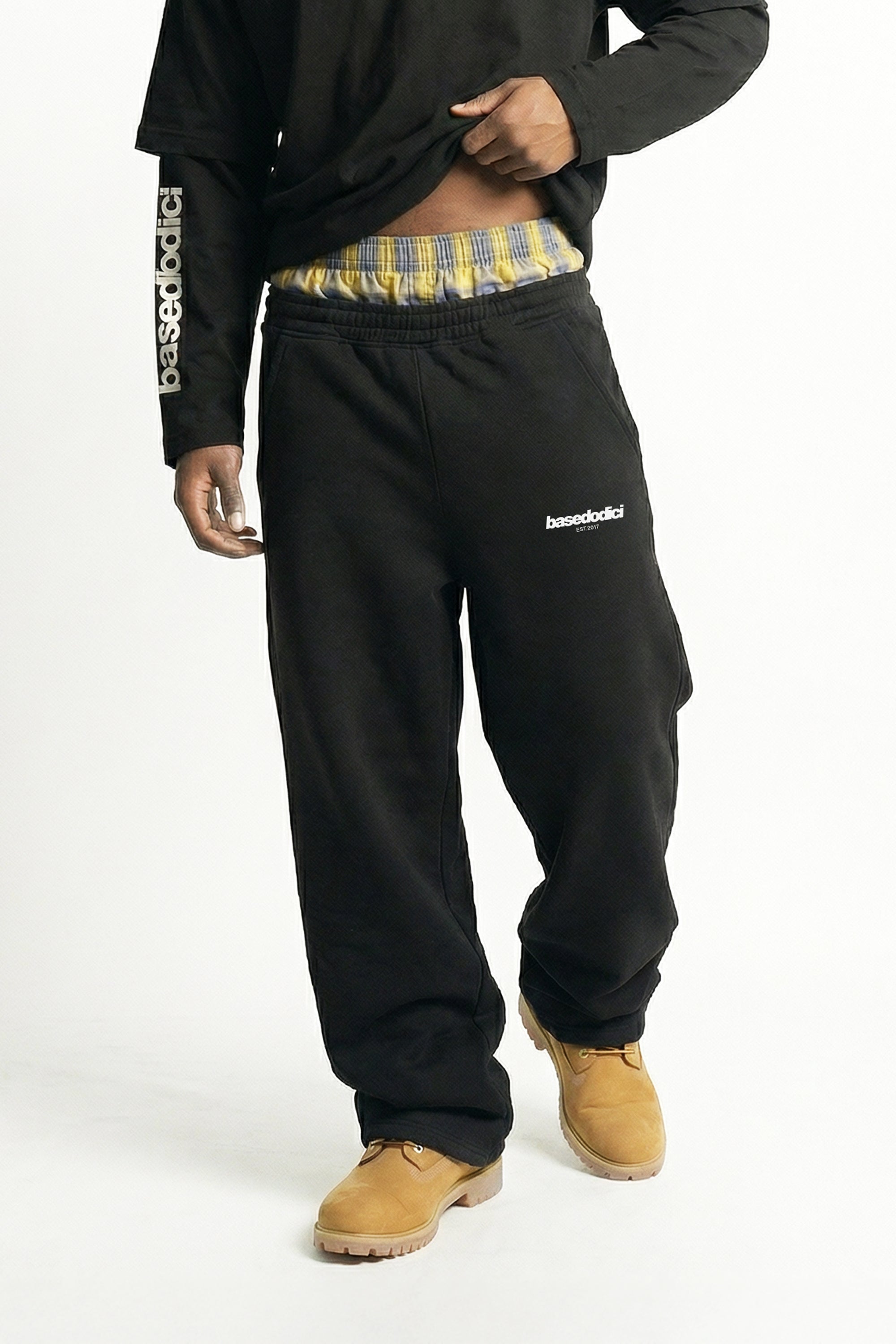 Fleece Pants "VALENTINE" DoubleLayer Black/SmallCheck