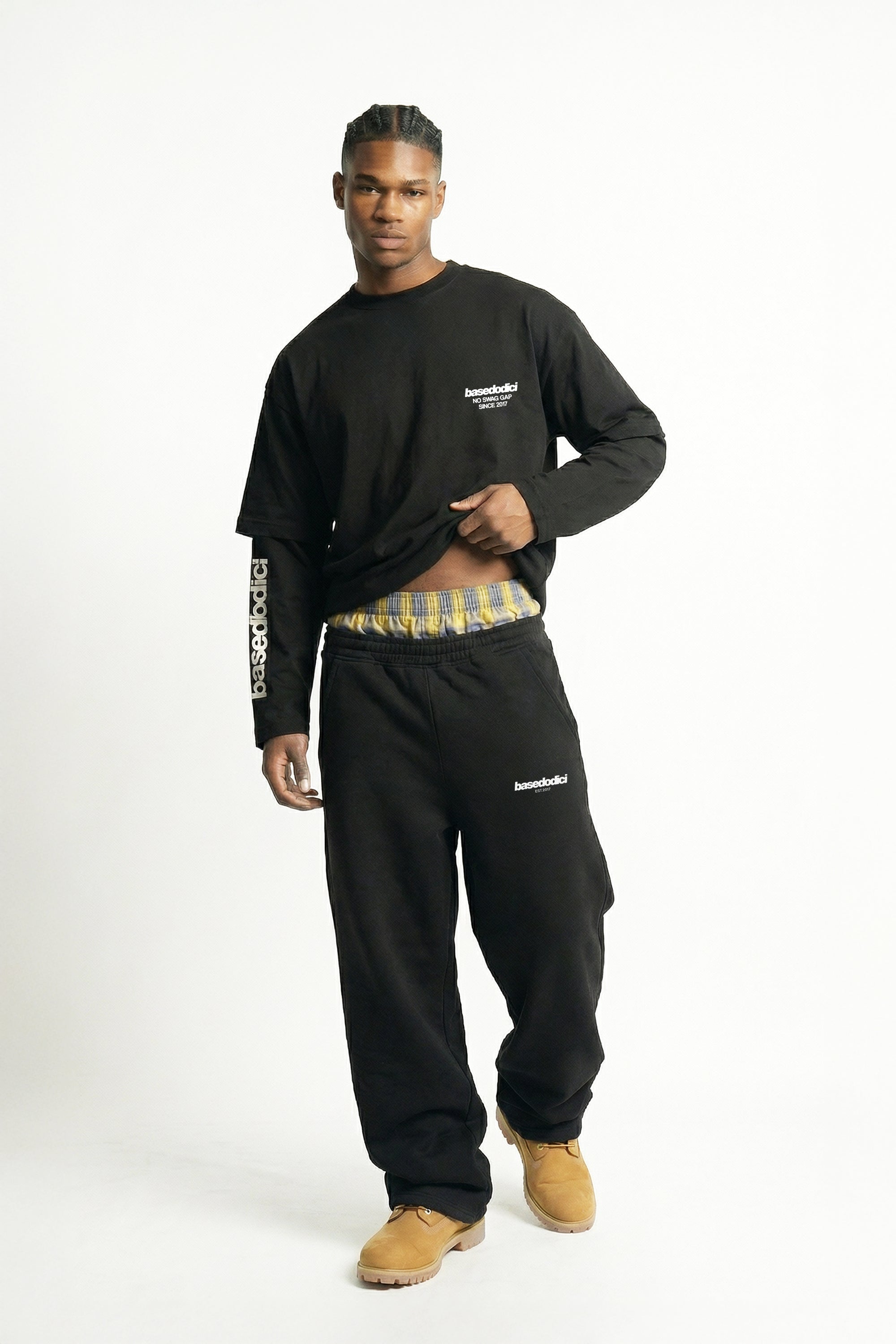 Fleece Pants "VALENTINE" DoubleLayer Black/SmallCheck