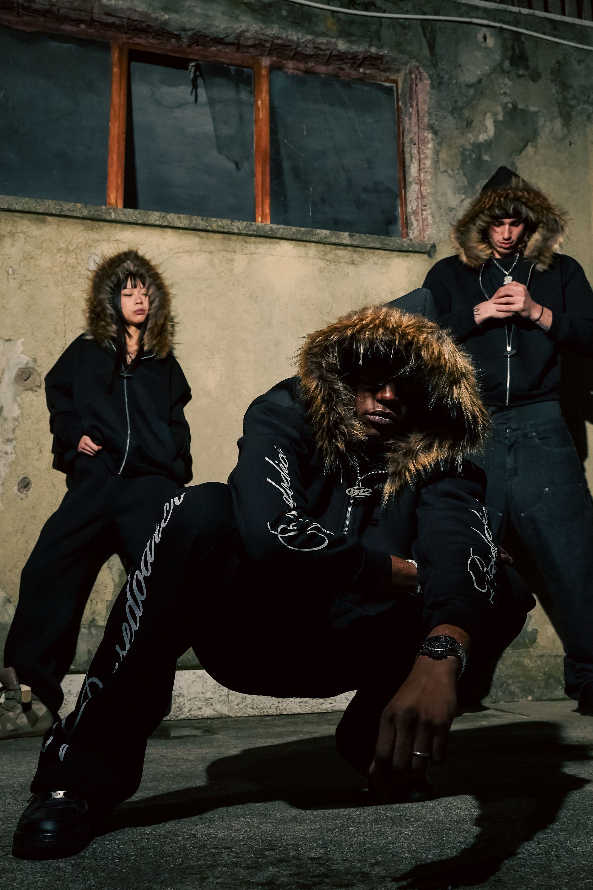 Fleece Pants "RUDE DIAMOND" Script Black