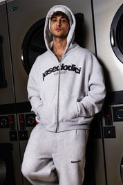 Full Zip “COMFY” Front Logo AshGrey/Black