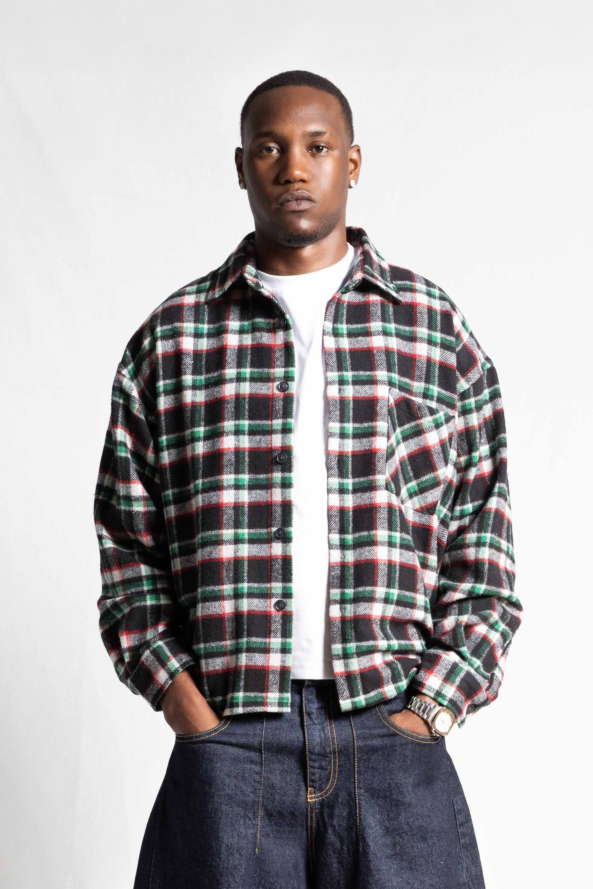 "RUDEBOY LDN" Flanella Shirt Shoulder Logo