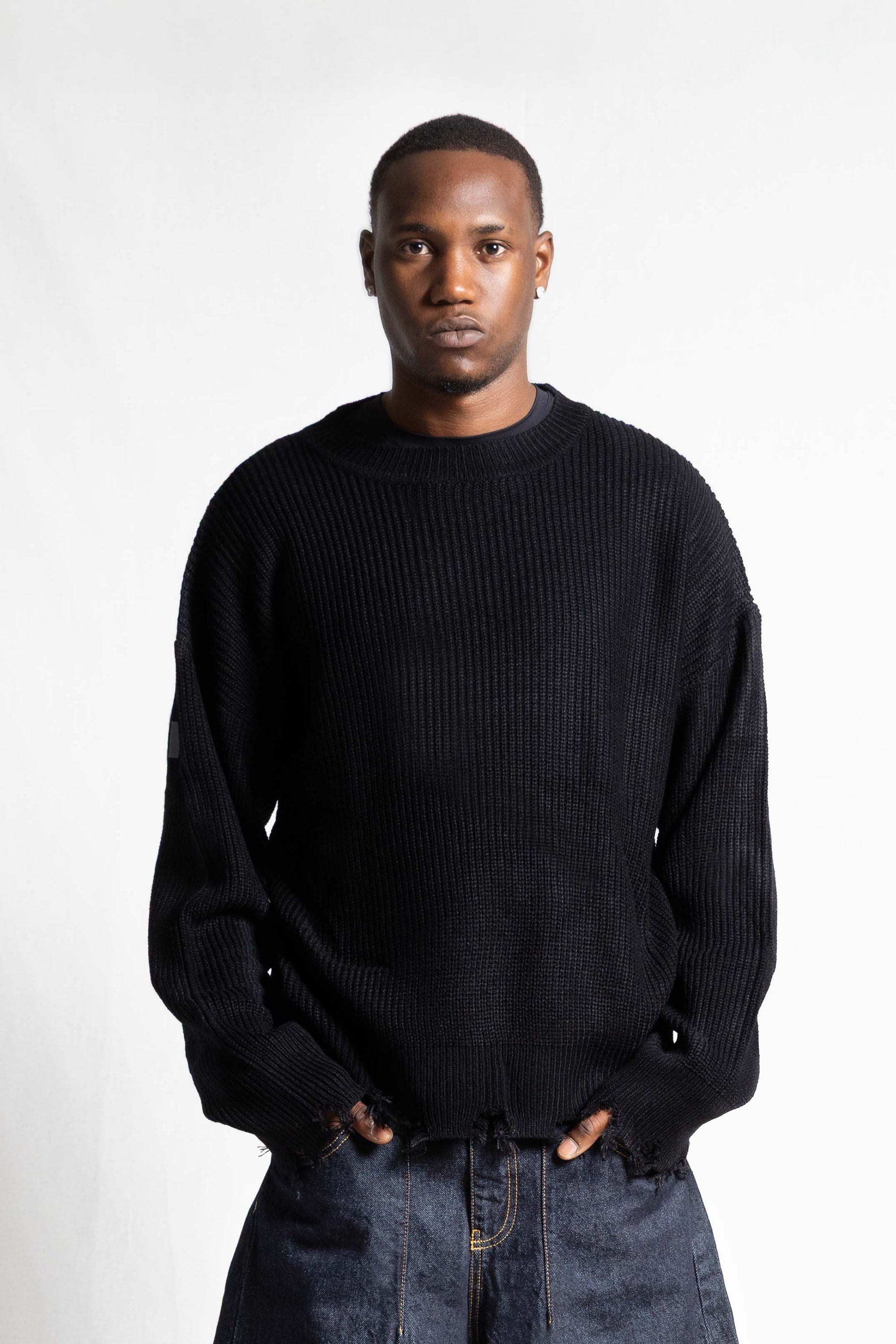 "RUDEBOY LDN" Knitwear Shoulder Logo Black