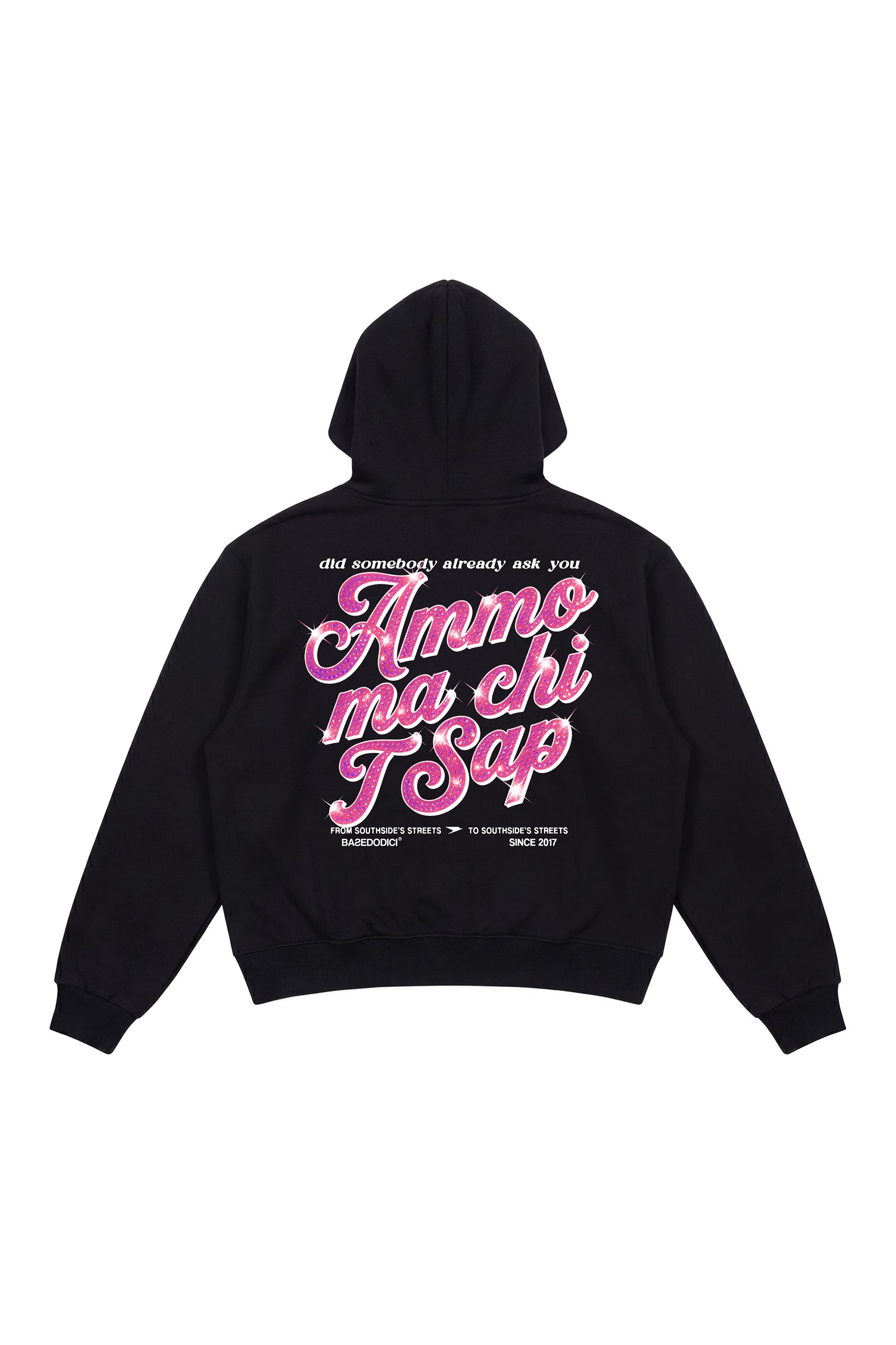 Hoodie "AMMO" CHI'T'SAP Black/GlitterPinkItalic