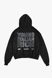Hoodie "WORLD TOUR" Italian Rich Black/Strass