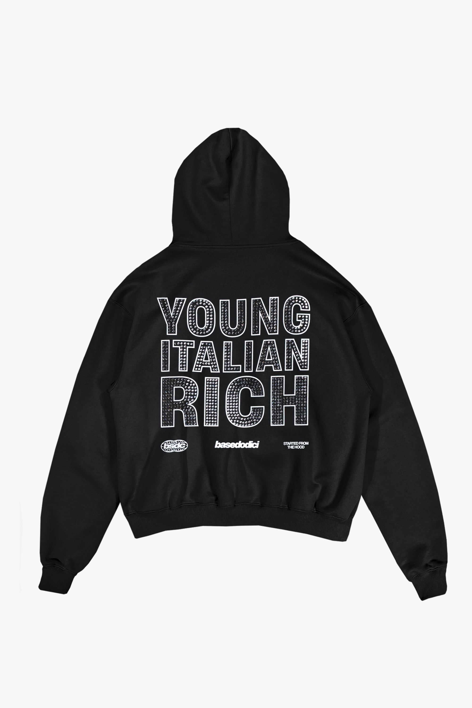 Hoodie "WORLD TOUR" Italian Rich Black/Strass