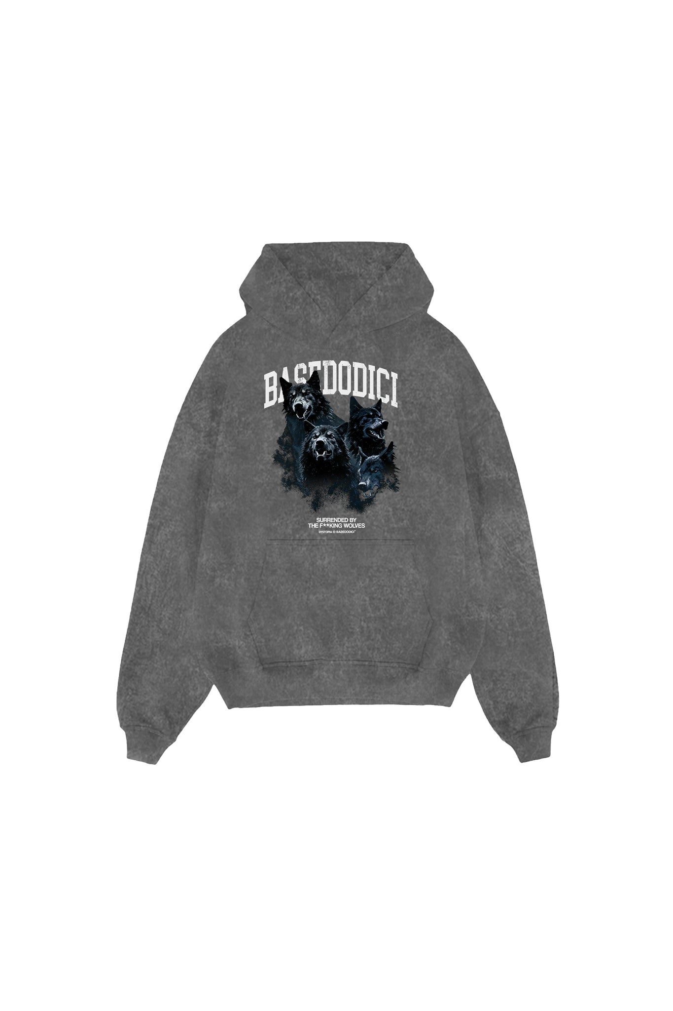 Hoodie “DYSTOPIA” Wolves Stone Washed