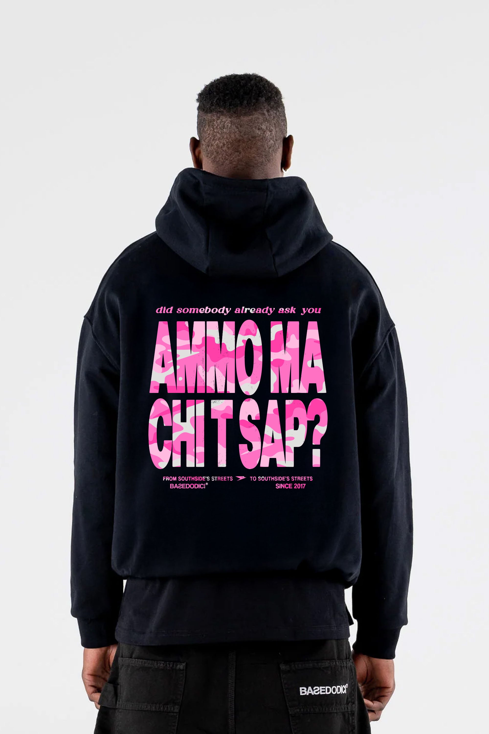 Hoodie “AMMO” CHI'T'SAP Black/Camo Pink