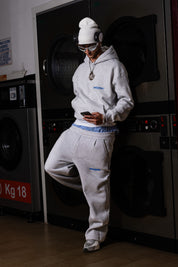 Hoodie “COMFY” Back Logo AshGrey/Blue