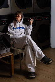 Hoodie “COMFY” Front Logo AshGrey/Blue