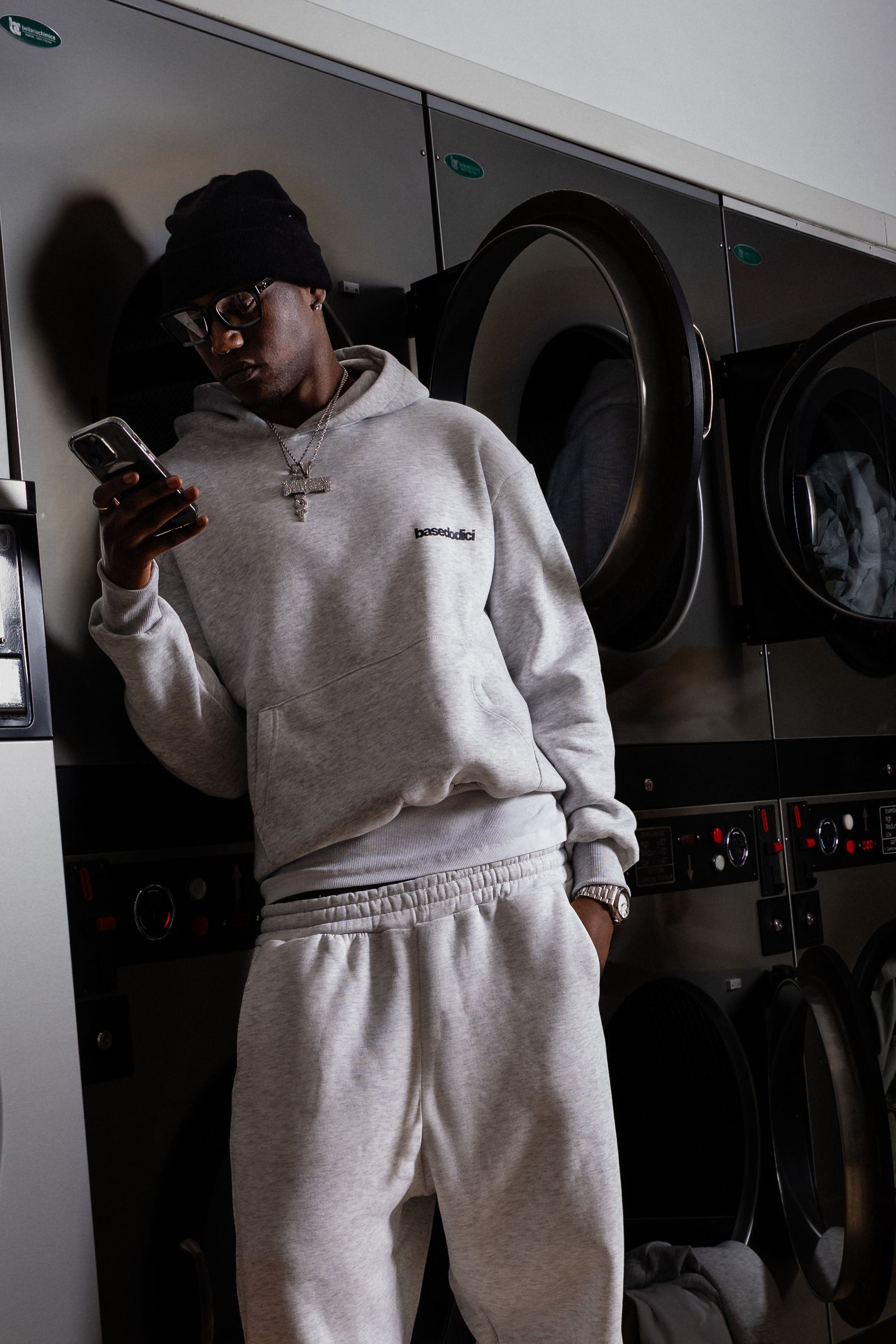 Hoodie “COMFY” Vertical Logo AshGrey/Black