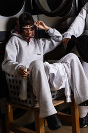 Hoodie “COMFY” Vertical Logo AshGrey/Black