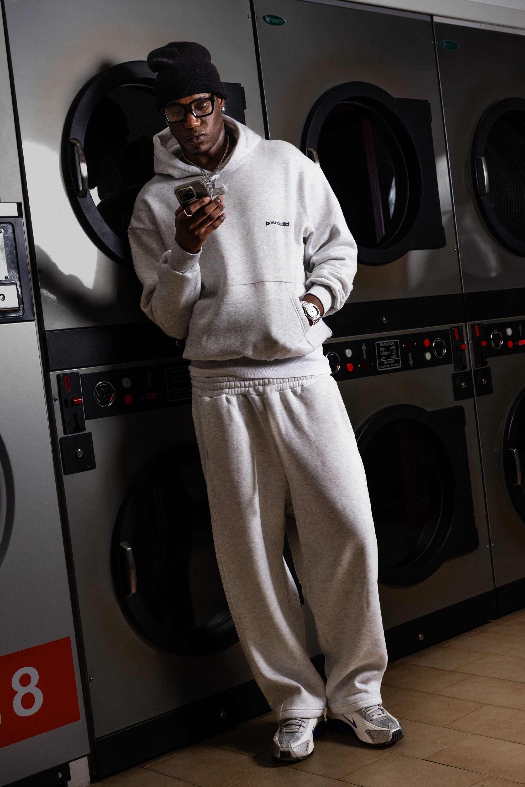 Hoodie “COMFY” Vertical Logo AshGrey/Black