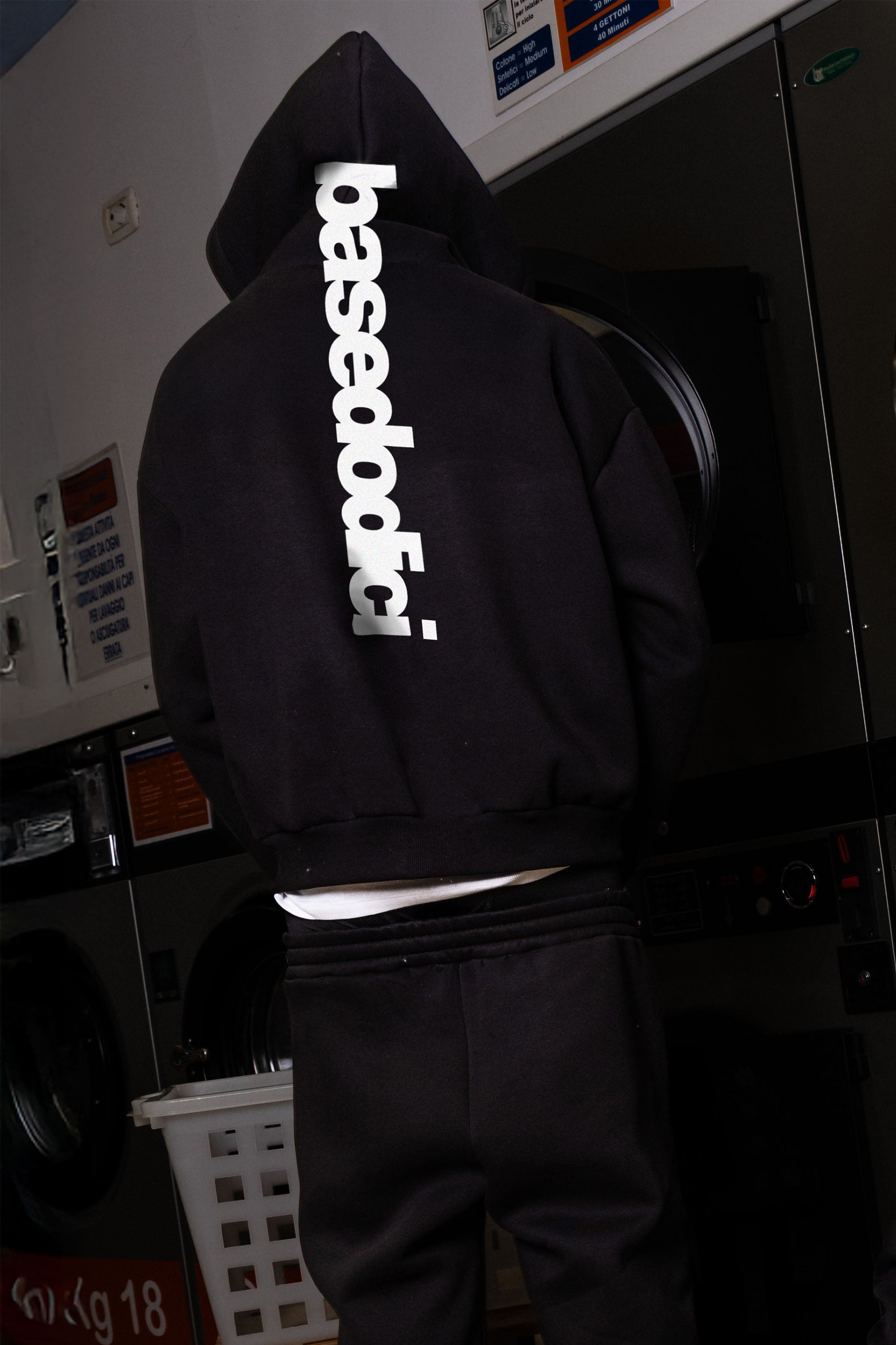 Hoodie “COMFY” Vertical Logo Black/White