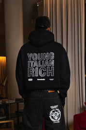 Hoodie "WORLD TOUR" Italian Rich Black/Strass